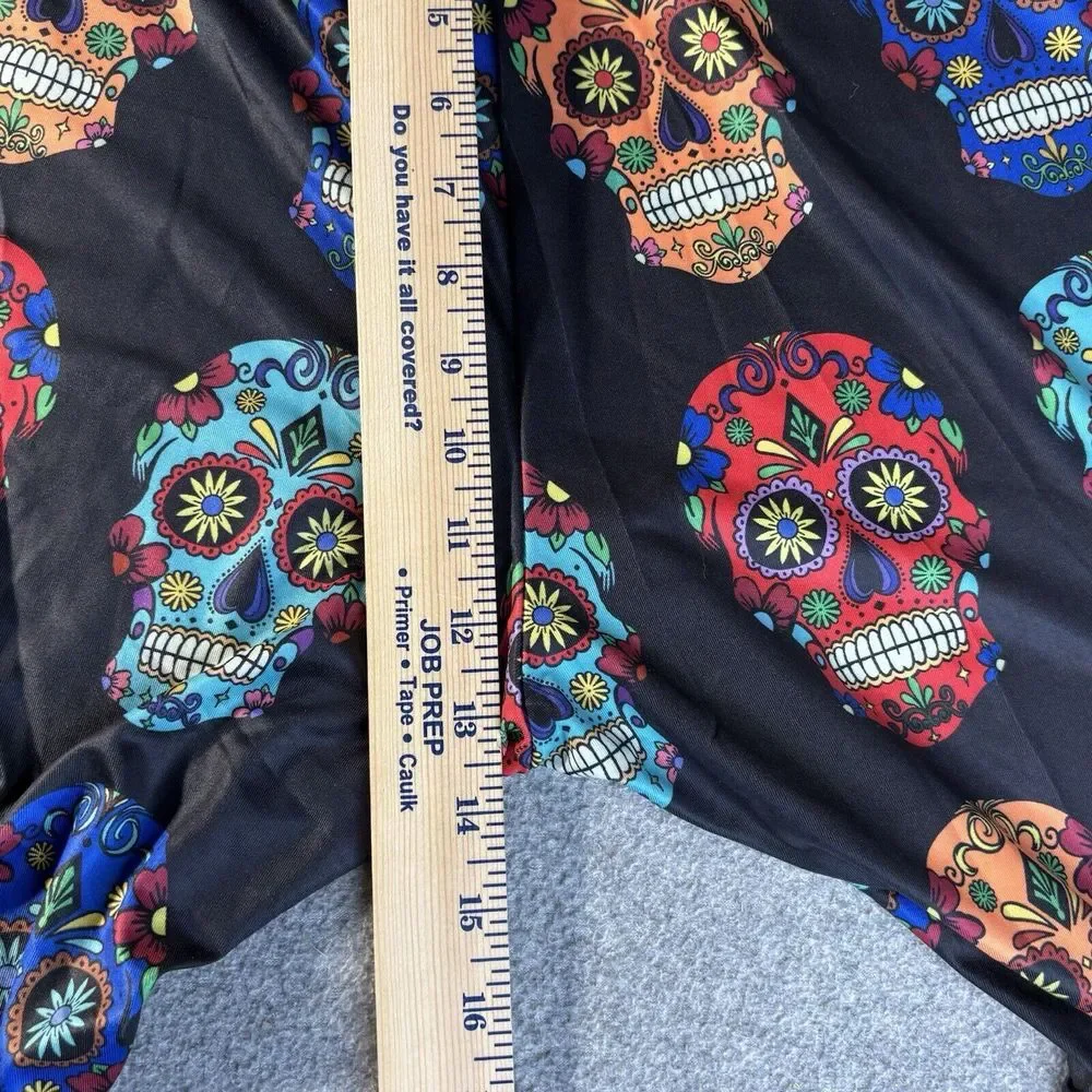 Halloween Sugar Skulls Black Leggings Womens Size XXX-Large‎ NWOT READ